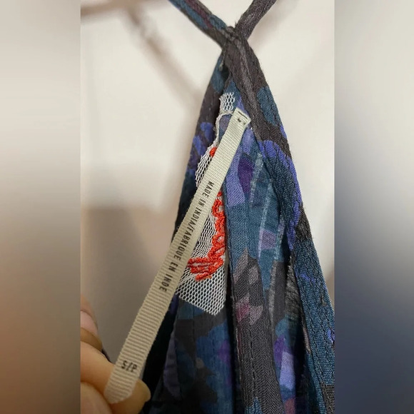 NWT Free People Oversized Racerback Swing Tank Black Multi Ruffle Hem Size Small - Picture 7 of 11